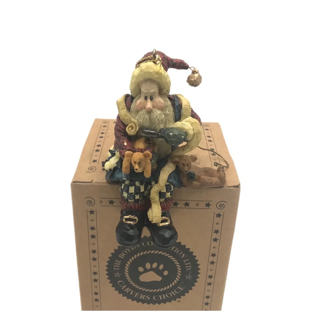 Boyds Collection Shelf Sitting Santa Figurine Handmade Christmas Ornament‎ w/Box